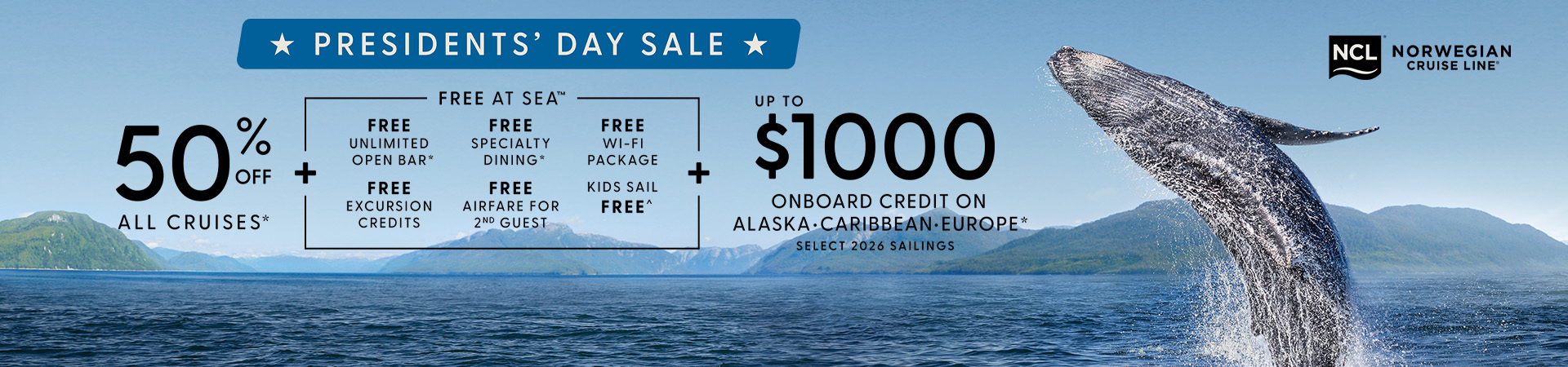 Norwegian Cruise Line - More at Sea - President's Day Sale